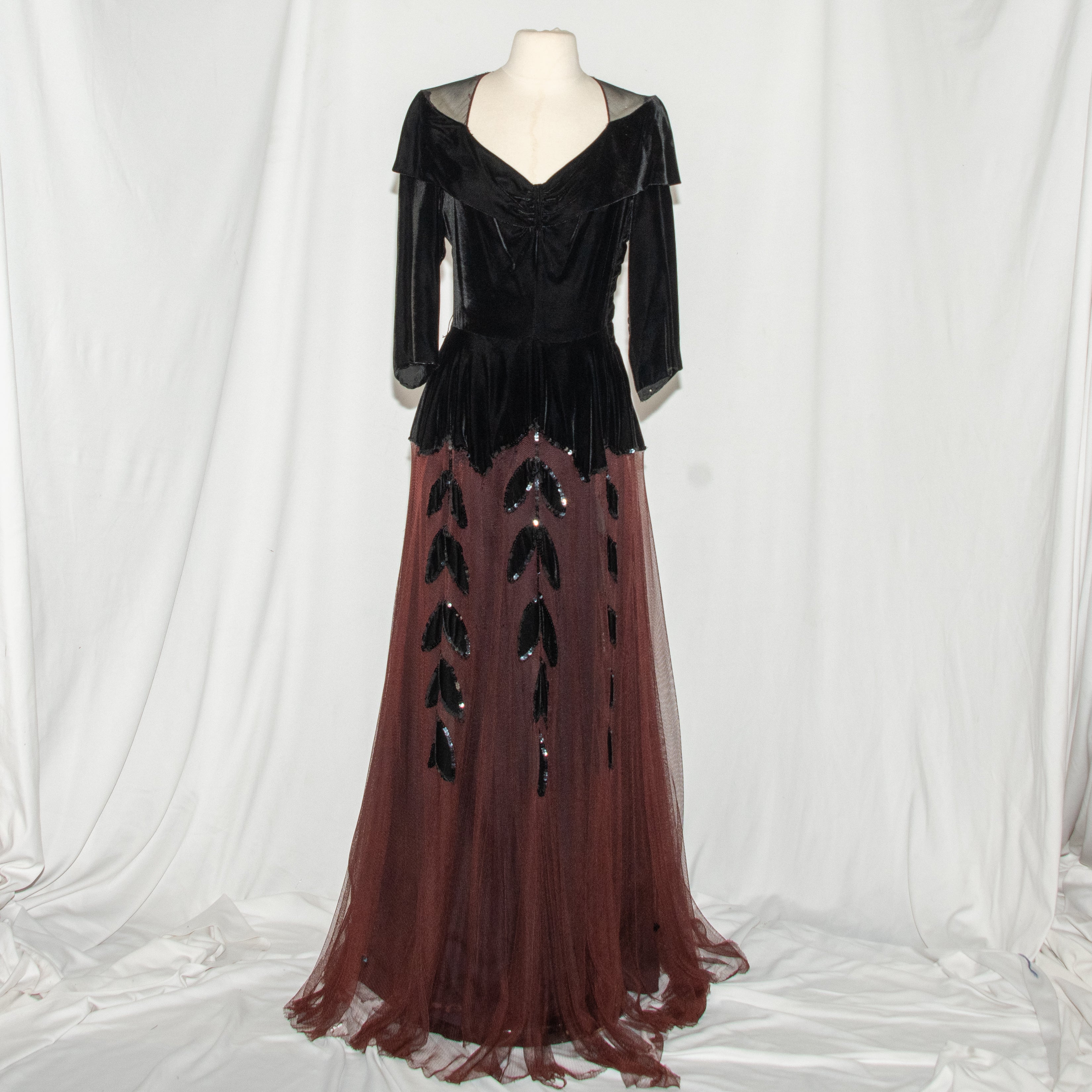 Noir Gown with Velvet Bodice and Tulle Bottom