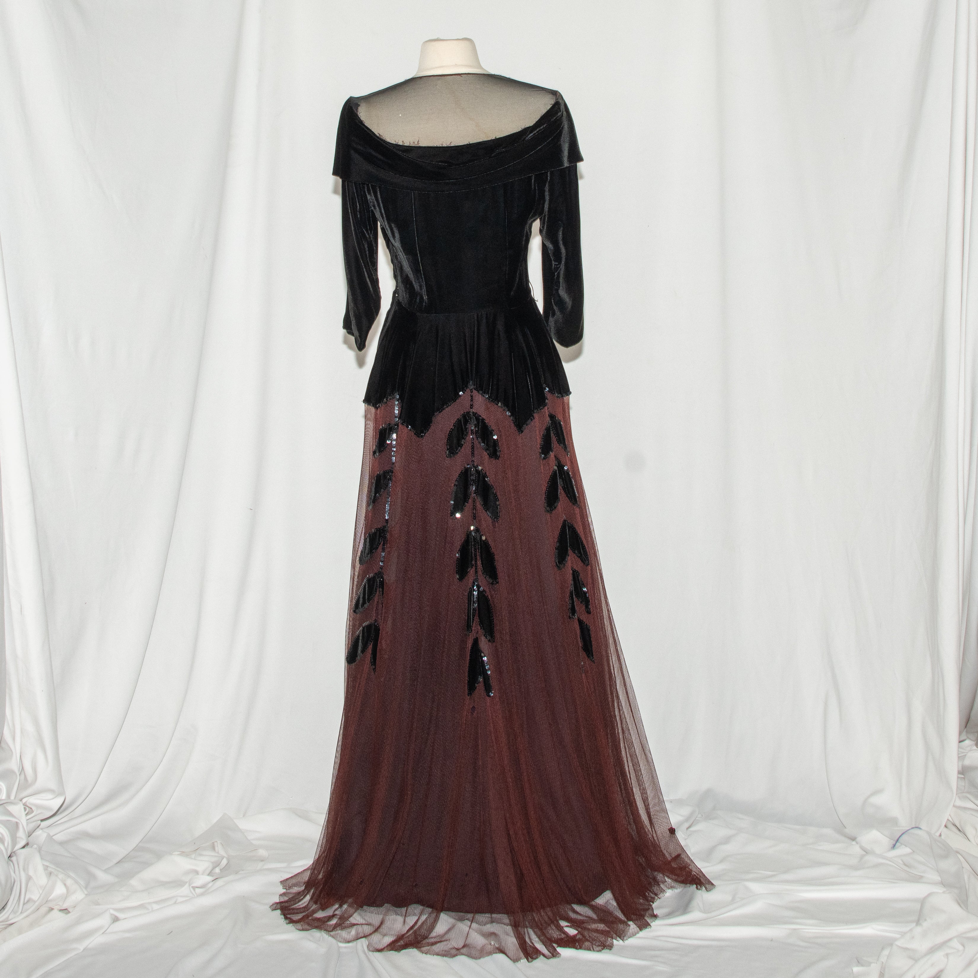 Noir Gown with Velvet Bodice and Tulle Bottom