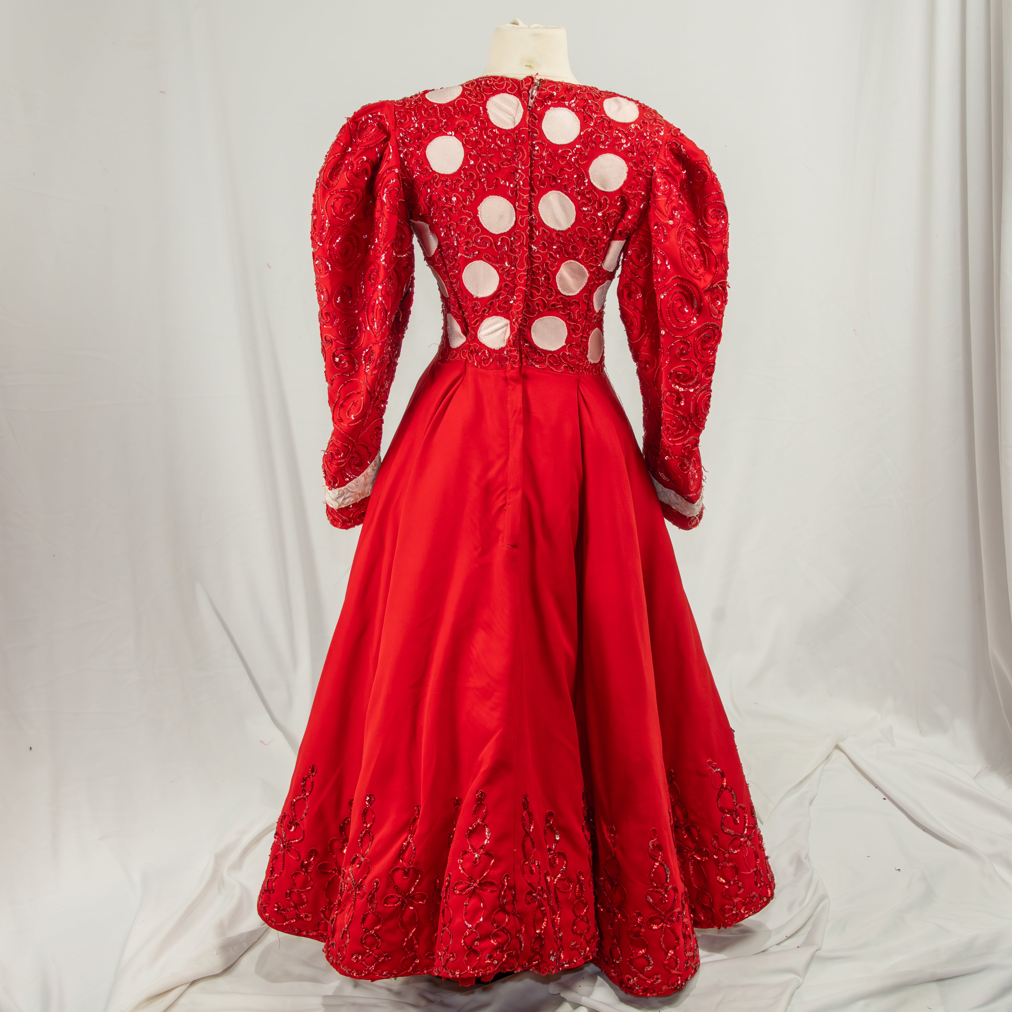 Red Polka Dot Diva Dress with Puff Sleeves