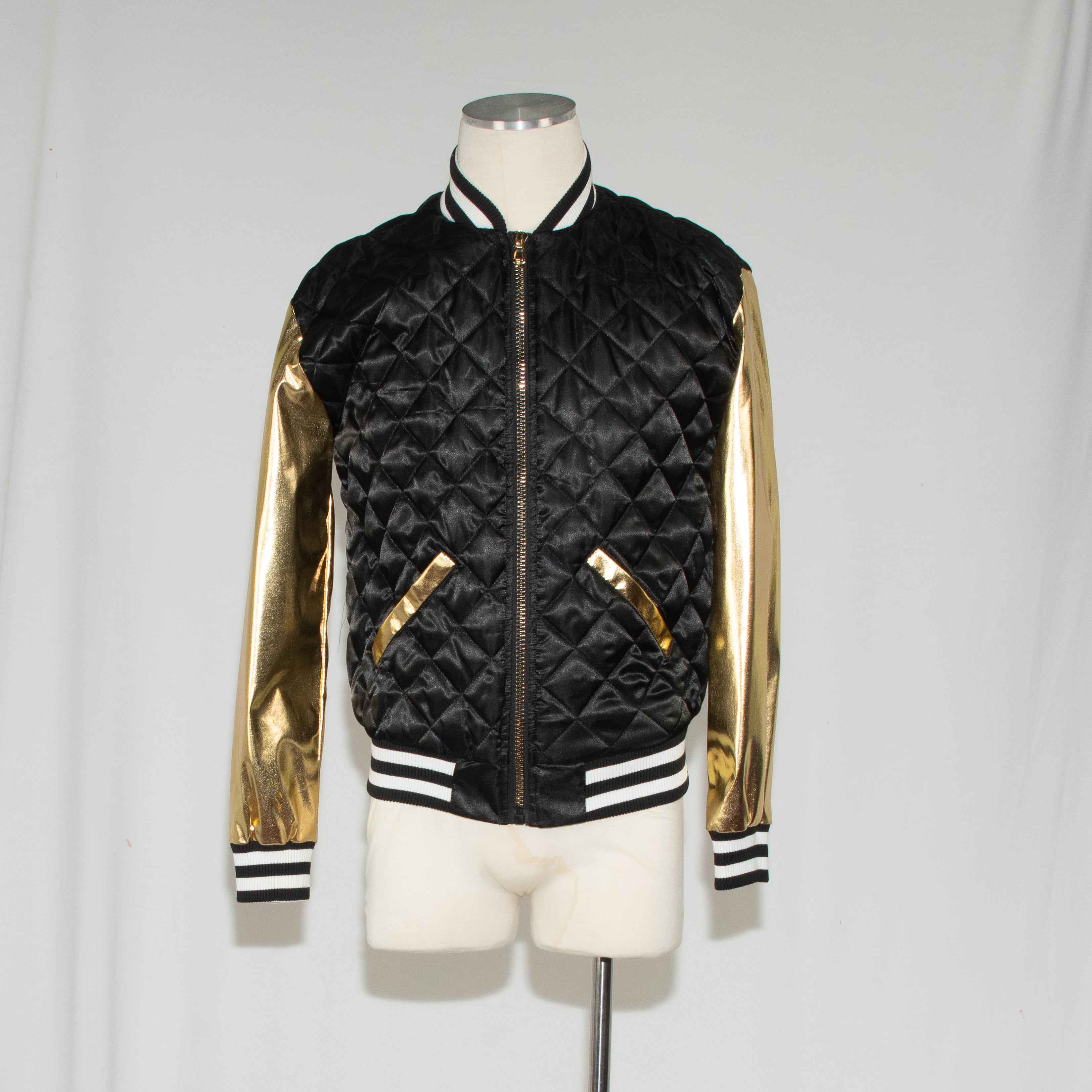 90's Gold-Sleeve Bomber Jacket