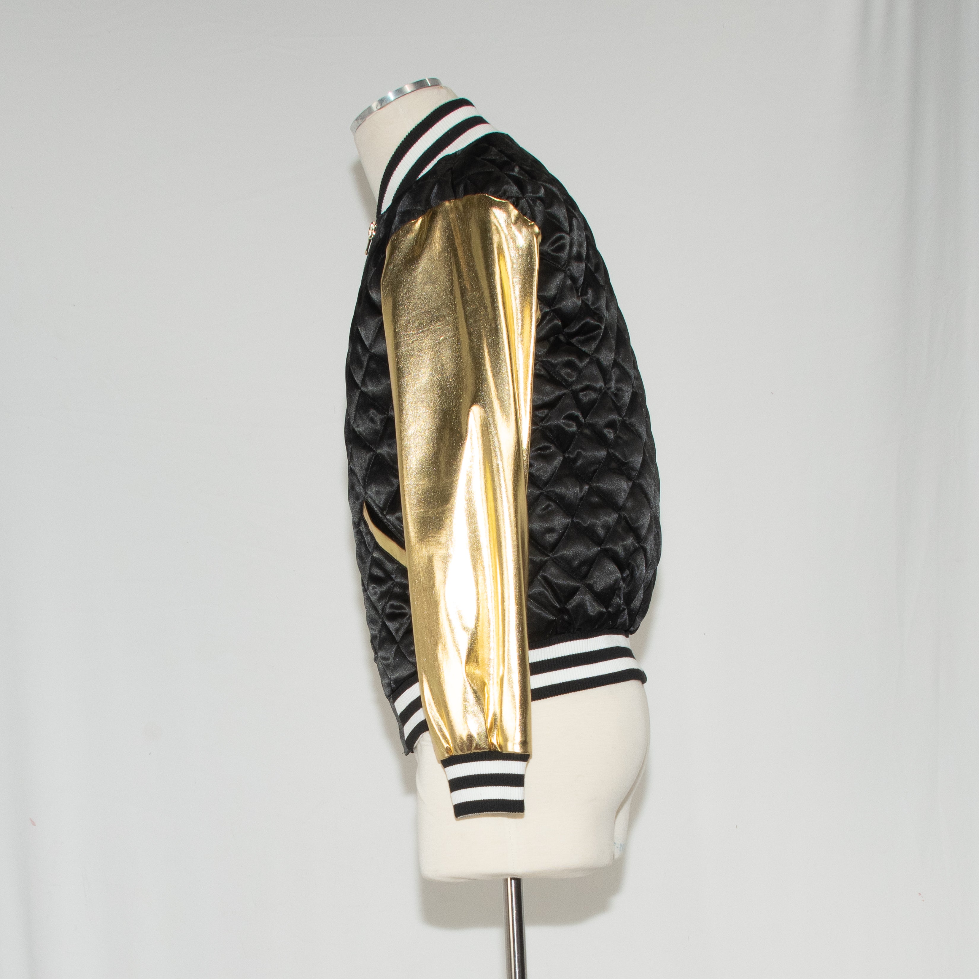 90's Gold-Sleeve Bomber Jacket