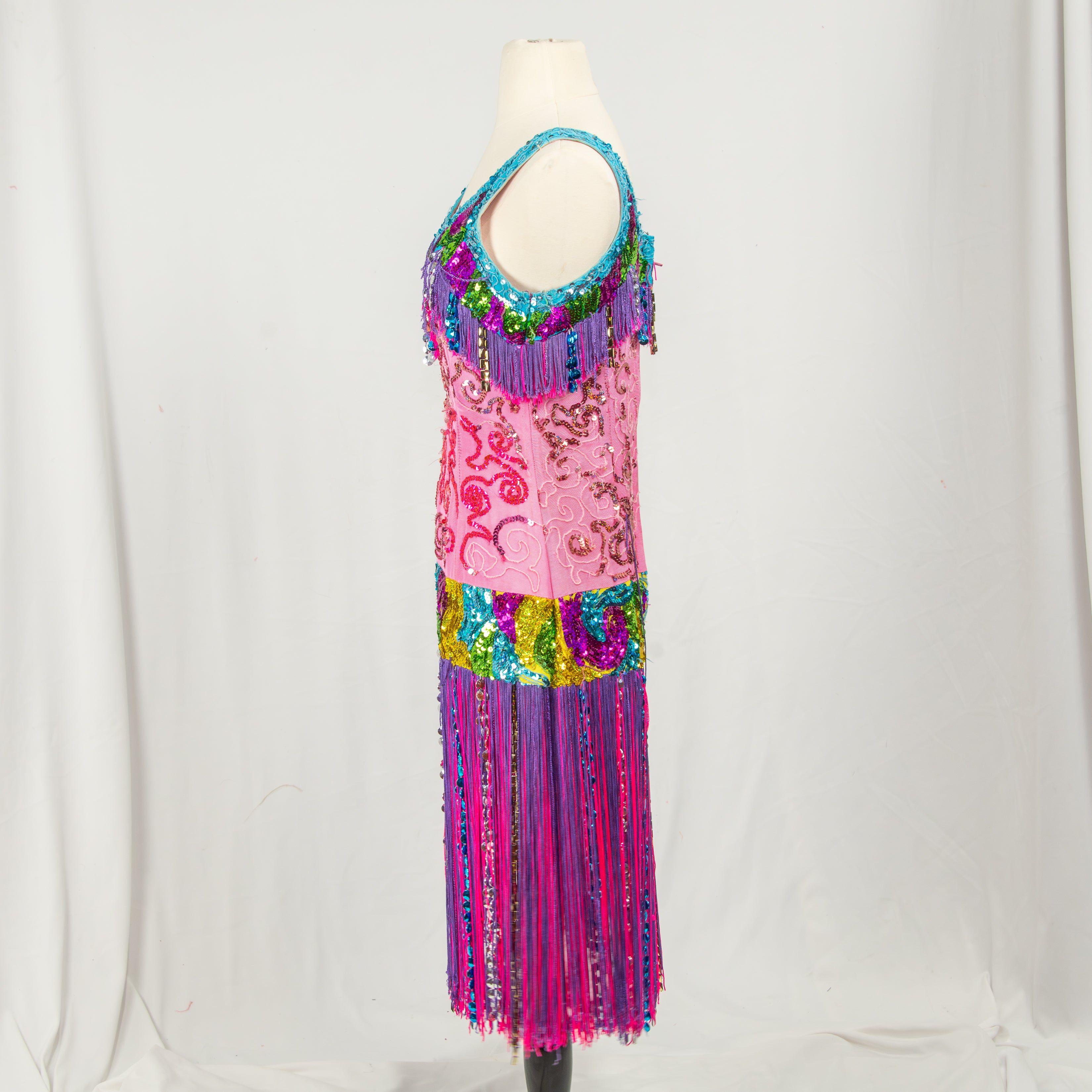 Mardi Gras Sequins Fringe Flapper Dress