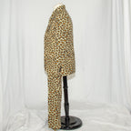 Leopard Print Suit 3-Piece Set with Tie