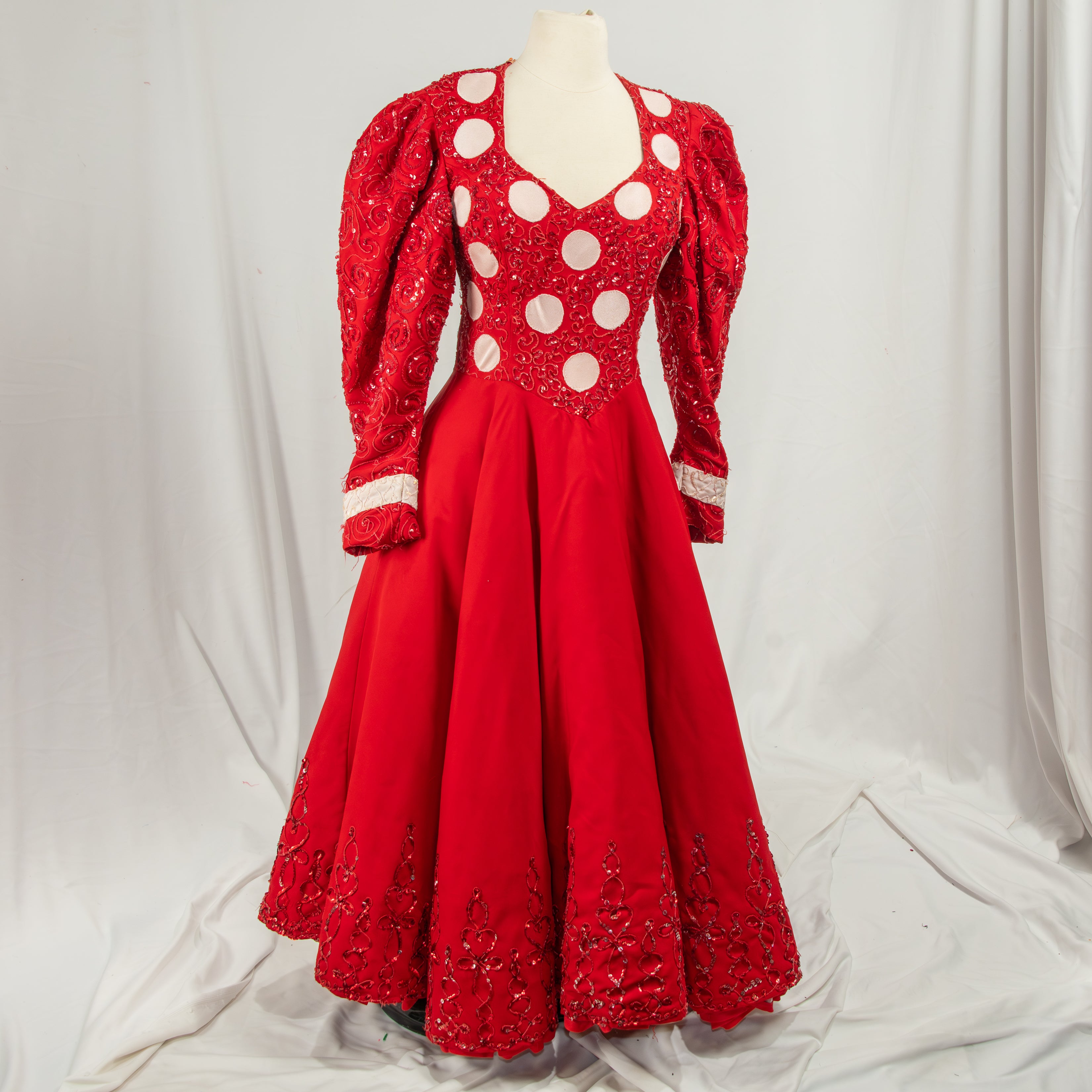 Red Polka Dot Diva Dress with Puff Sleeves