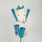 Blue & White Glitter Sailor Vest with Arm Cuffs