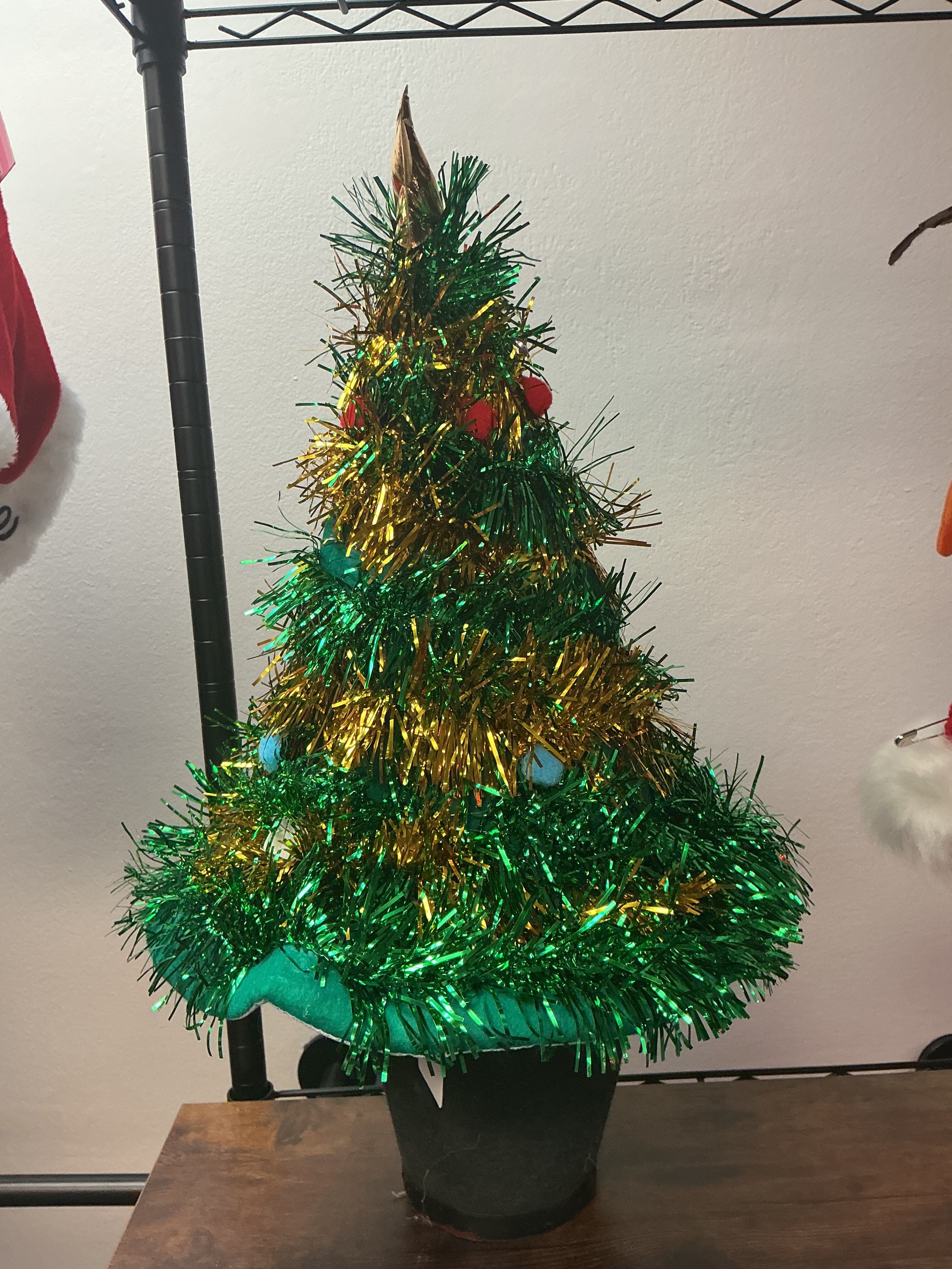 Tinsel Christmas Tree Hat