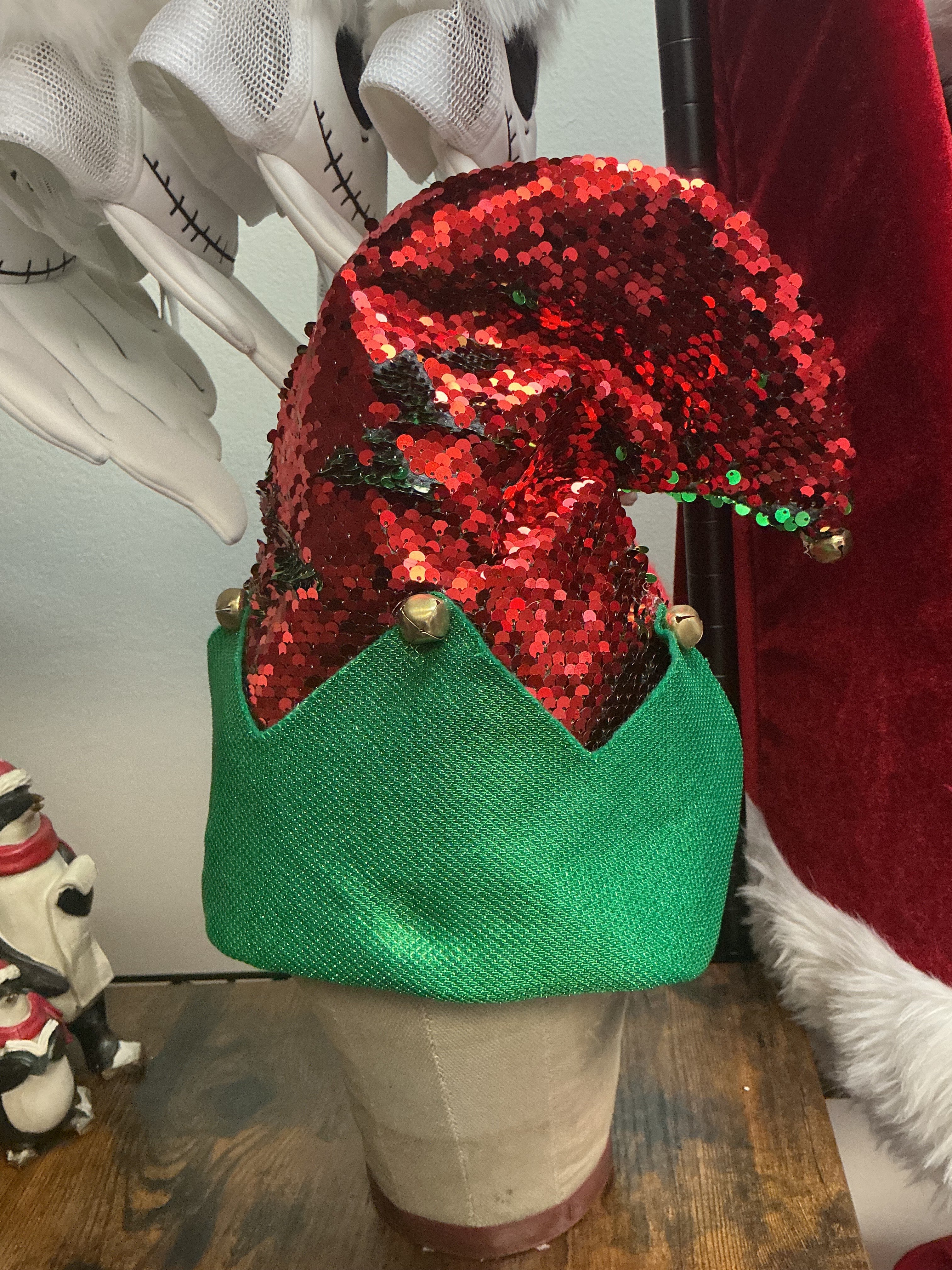 Red/Green Sequin Elf Hat