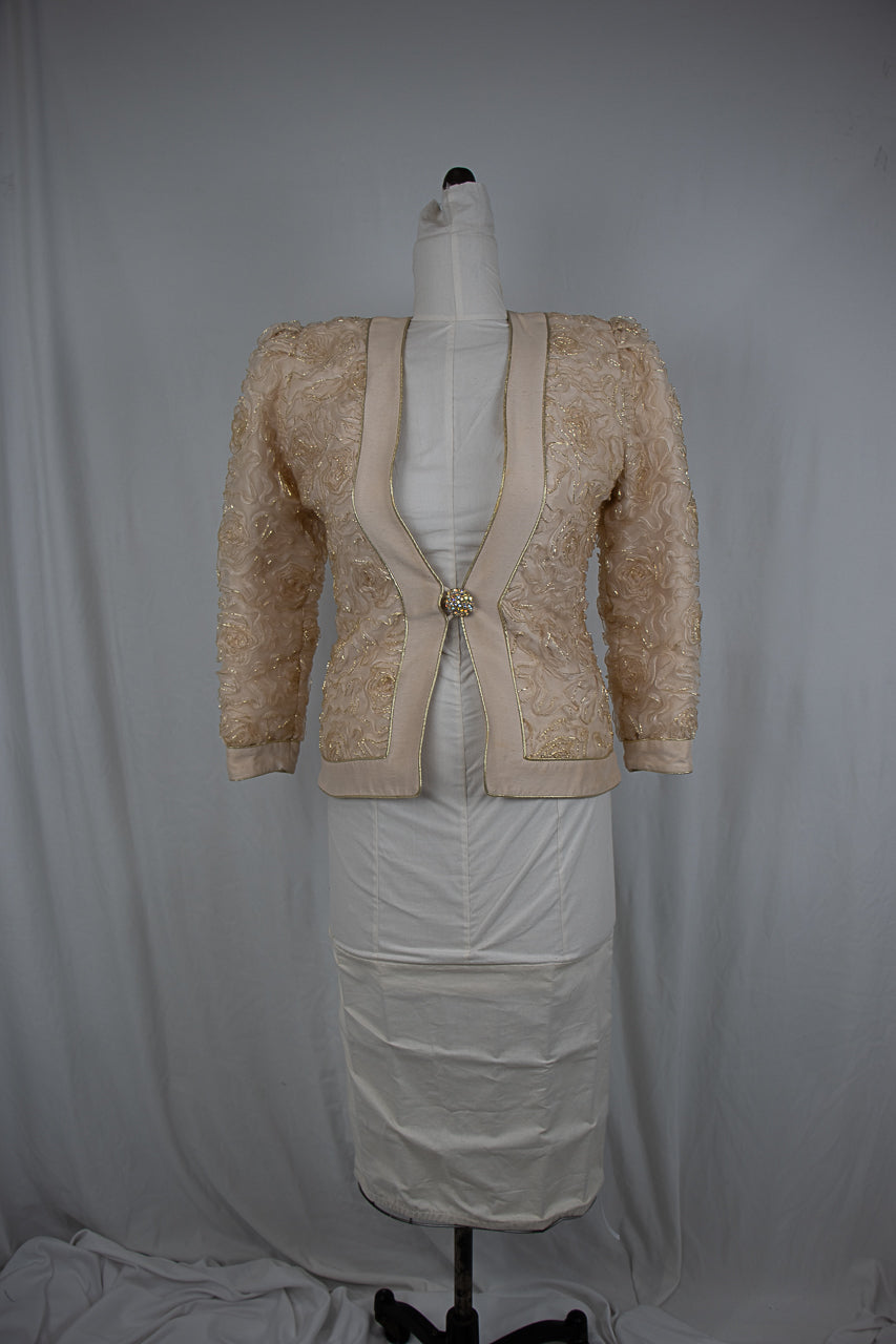 1990s Champagne Gold Accents Formal Jacket
