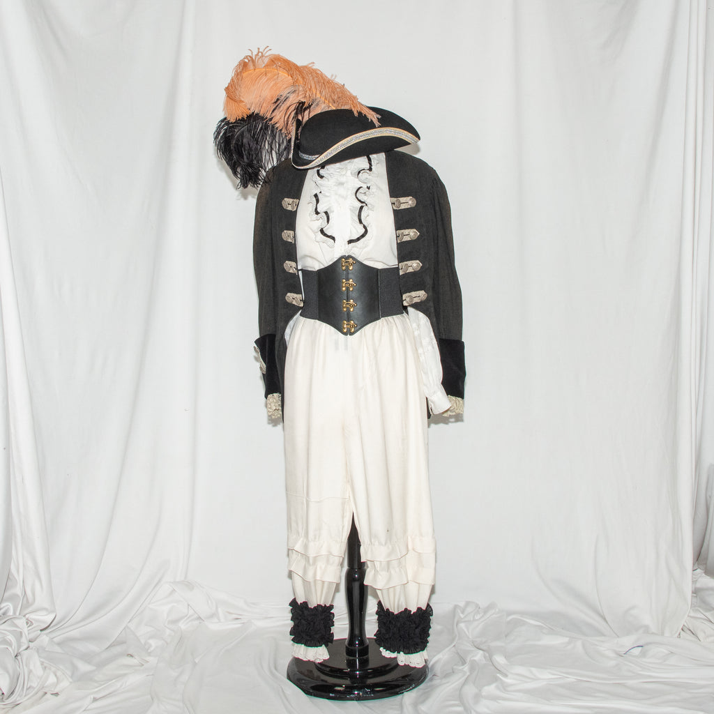 She-Captain Pirate Costume with Feathered Tricorn Hat