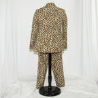 Leopard Print Suit 3-Piece Set with Tie