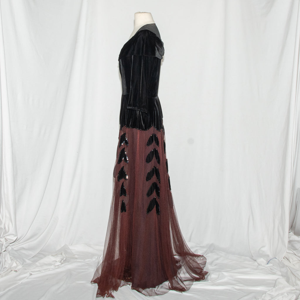 Noir Gown with Velvet Bodice and Tulle Bottom