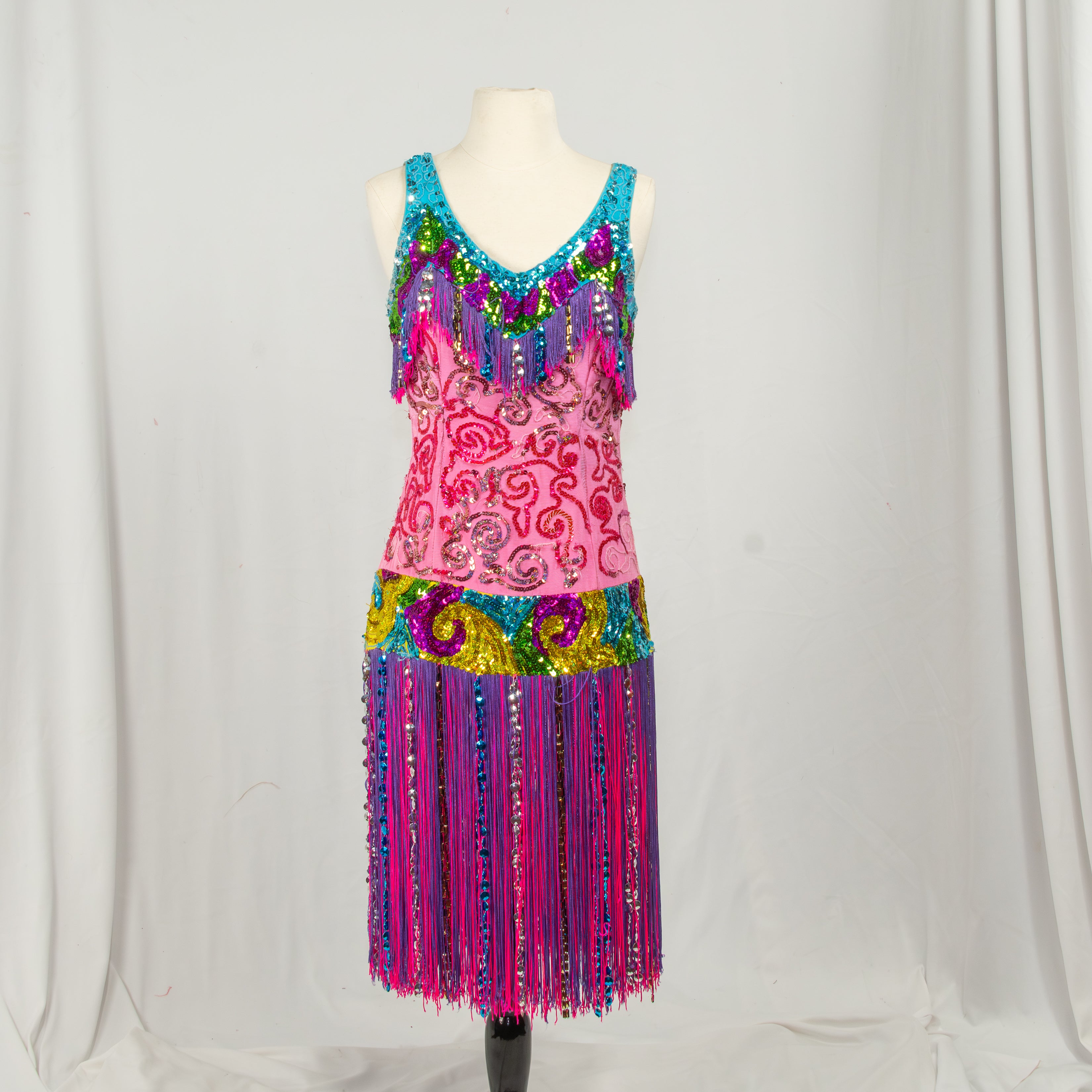 Mardi Gras Sequins Fringe Flapper Dress