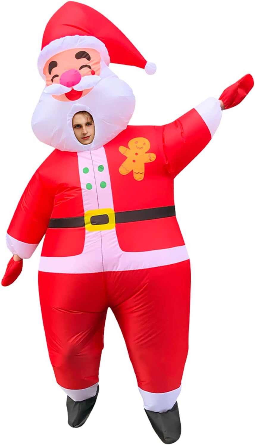 Inflatable Santa Claus costume on a white background