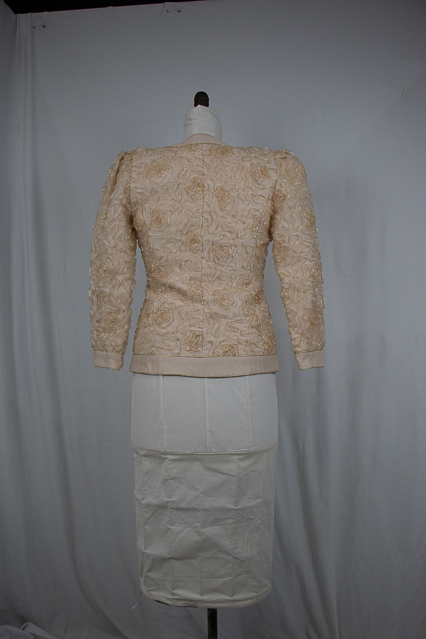1990s Champagne Gold Accents Formal Jacket