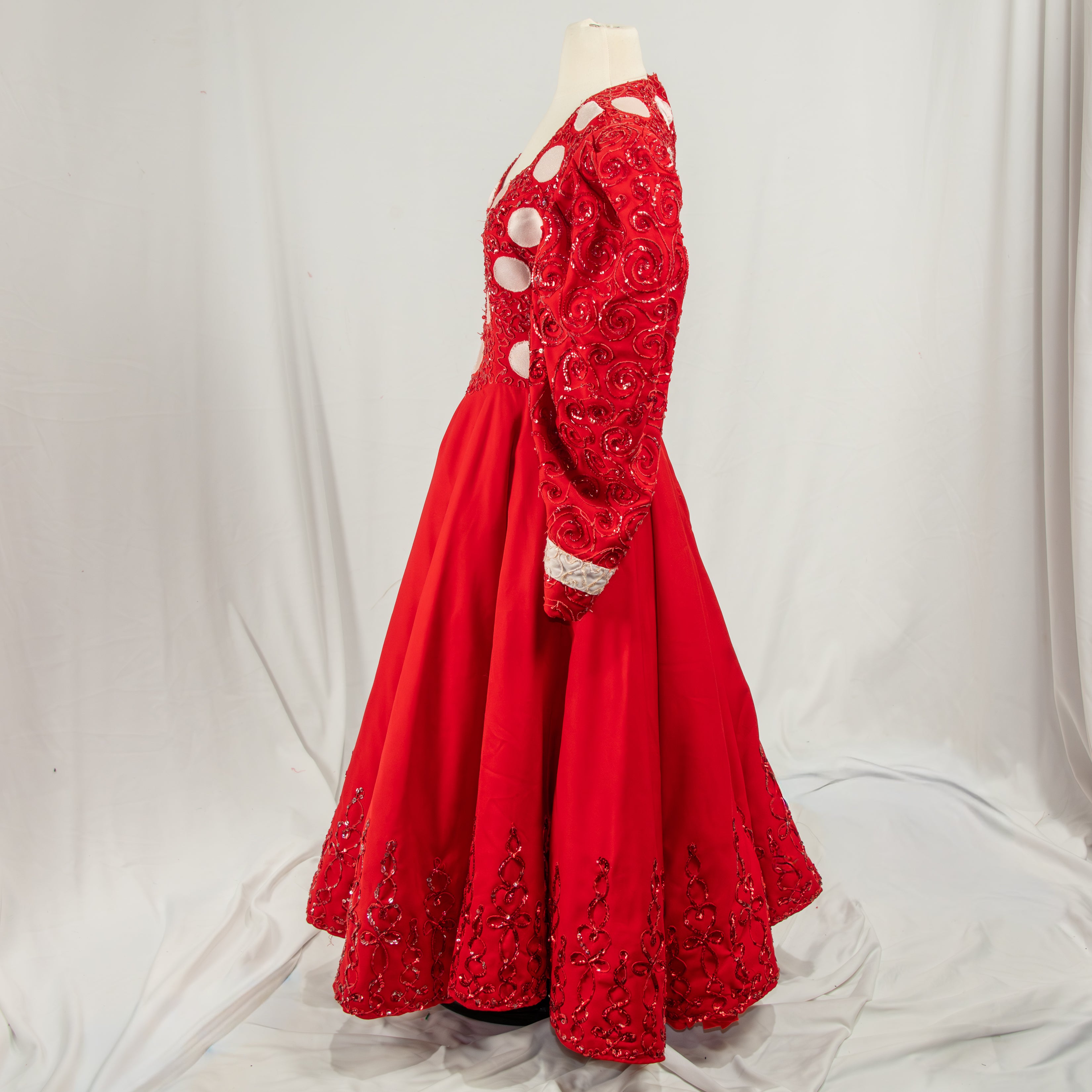Red Polka Dot Diva Dress with Puff Sleeves