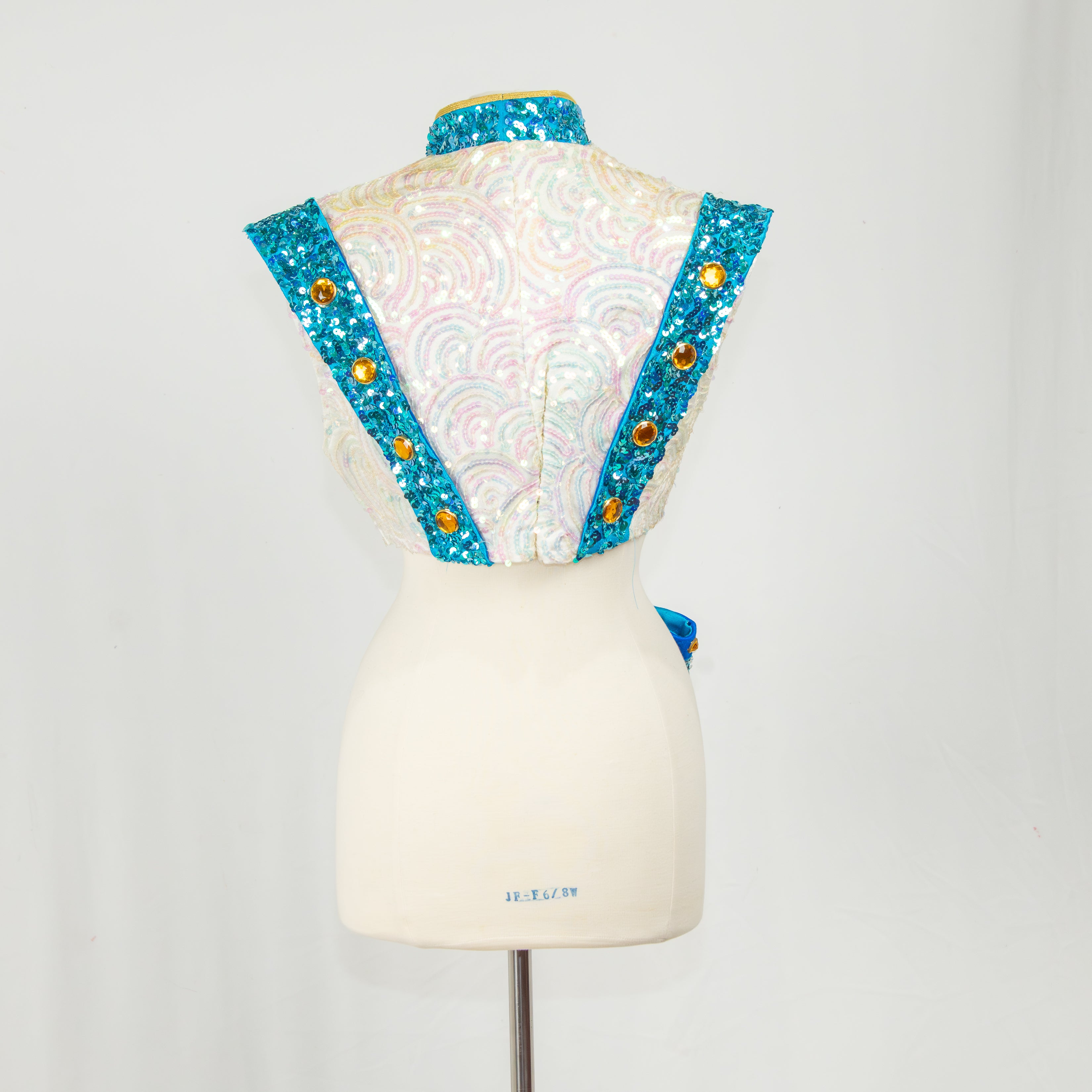 Blue & White Glitter Sailor Vest with Arm Cuffs