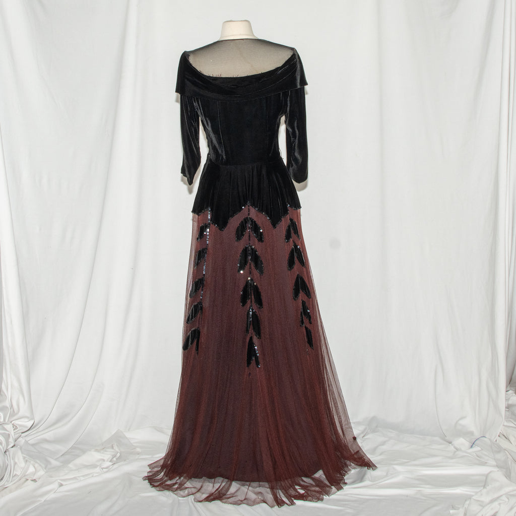 Noir Gown with Velvet Bodice and Tulle Bottom
