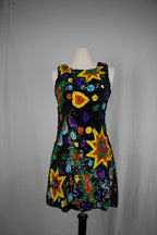 1960s A-Line Sequins Abstract Dress