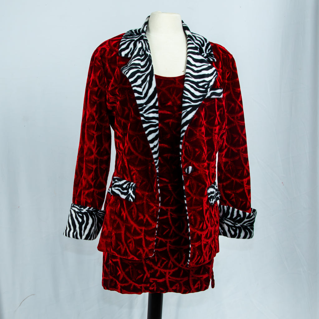 Street Chic 3-Piece Zebra-Trim Power Suit