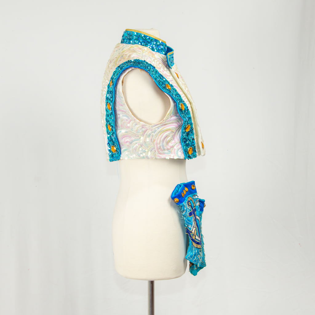 Blue & White Glitter Sailor Vest with Arm Cuffs