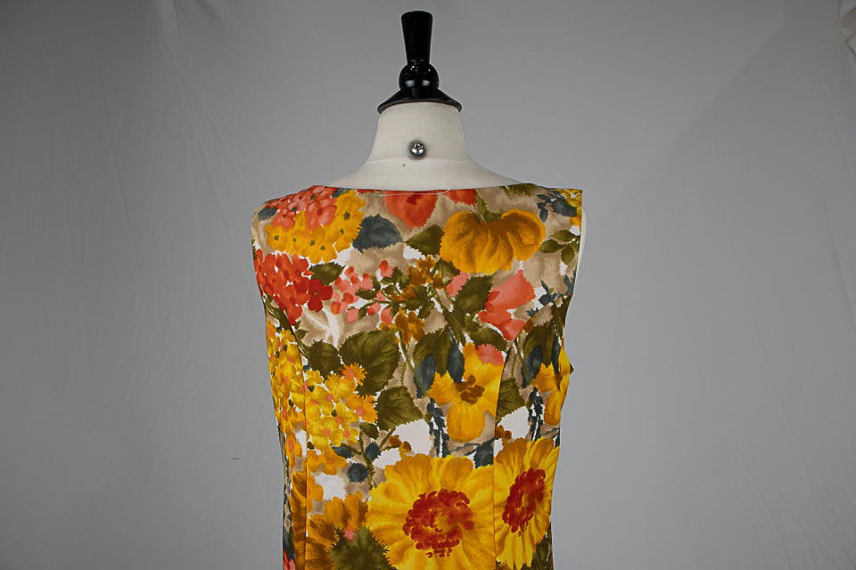 1960s Psychedelic Floral Retro A-Line Dress